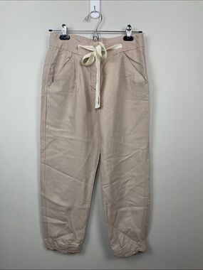 Wilfred Beige Drawstring Jogger Pants with Cream Tie